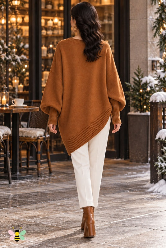 Sculpted Ease Wool Sweater | Golden Brown | back