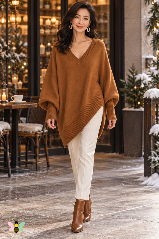 Sculpted Ease Wool Sweater | Golden Brown | front
