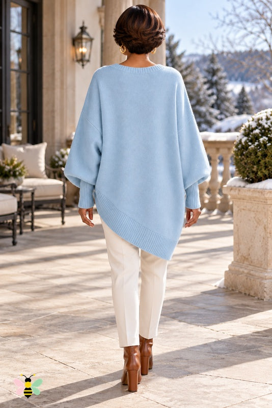Sculpted Ease Wool Sweater | Light Blue | back