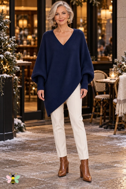 Sculpted Ease Wool Sweater | Navy | front