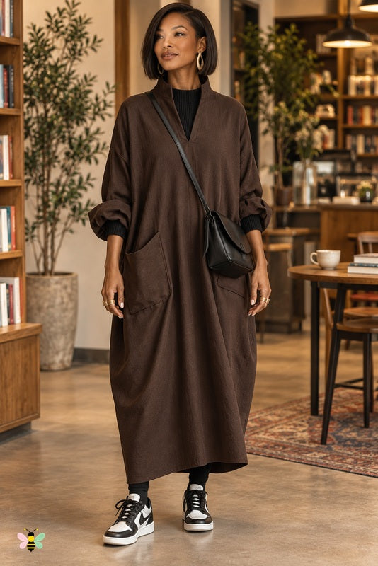 The Varenne Cocoon Pocket Midi Dress