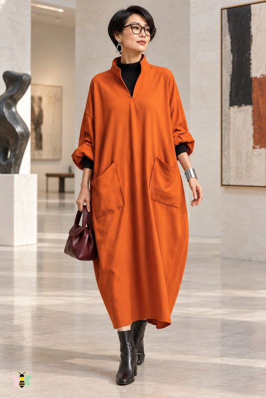 The Varenne Cocoon Pocket Midi Dress