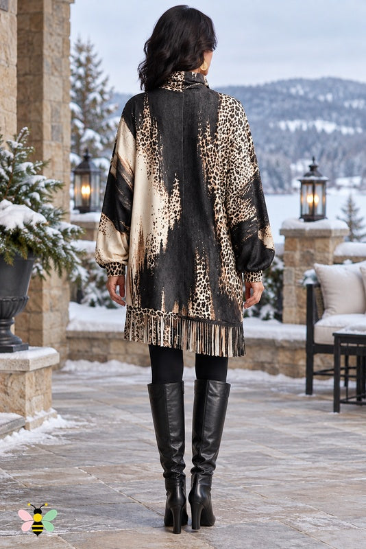 Wild Current Fringe Tunic Dress | Black | back