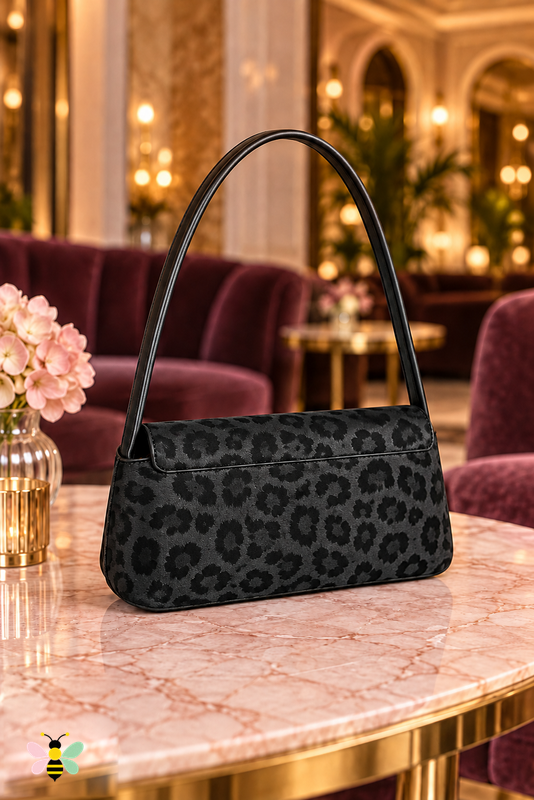 Wild Elegance Leopard Shoulder Bag | Black | back
