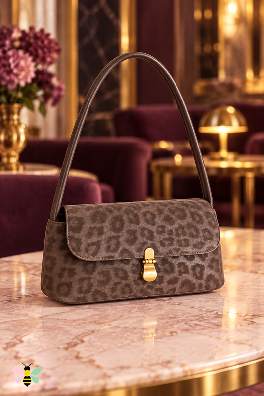 Wild Elegance Leopard Shoulder Bag | Taupe | front