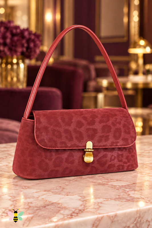 Wild Elegance Leopard Shoulder Bag | Red | front