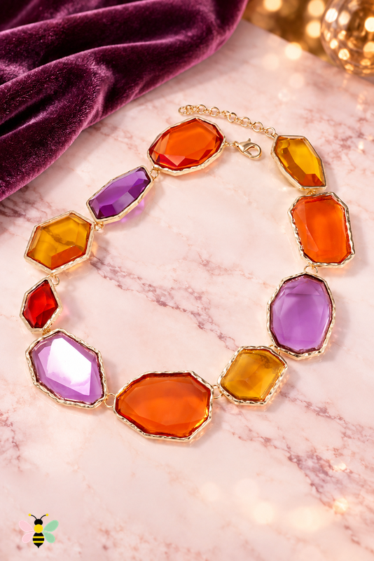 Paloma Geometric Resin Necklace | Multicolor | front