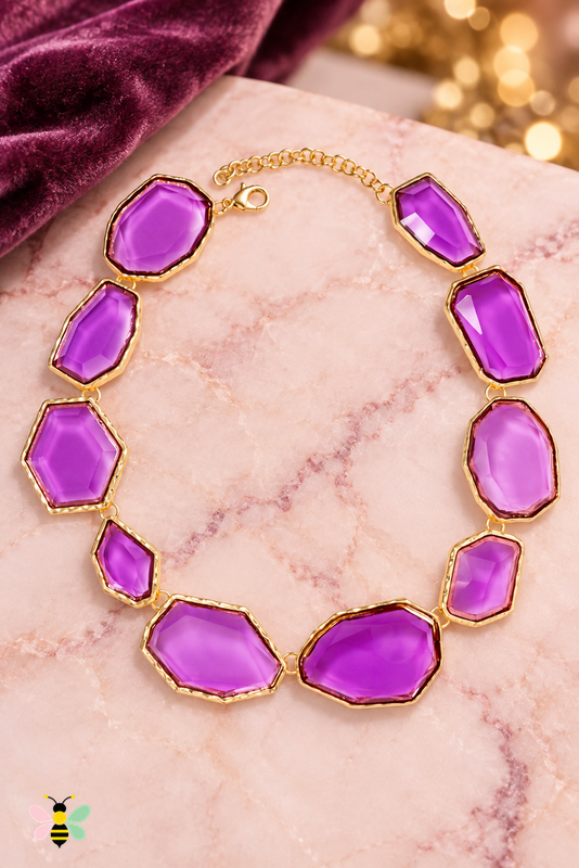 Paloma Geometric Resin Necklace | Lavender | front