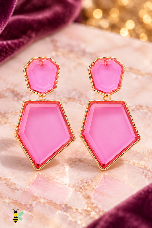 Paloma Geometric Resin Earrings | Pink | front