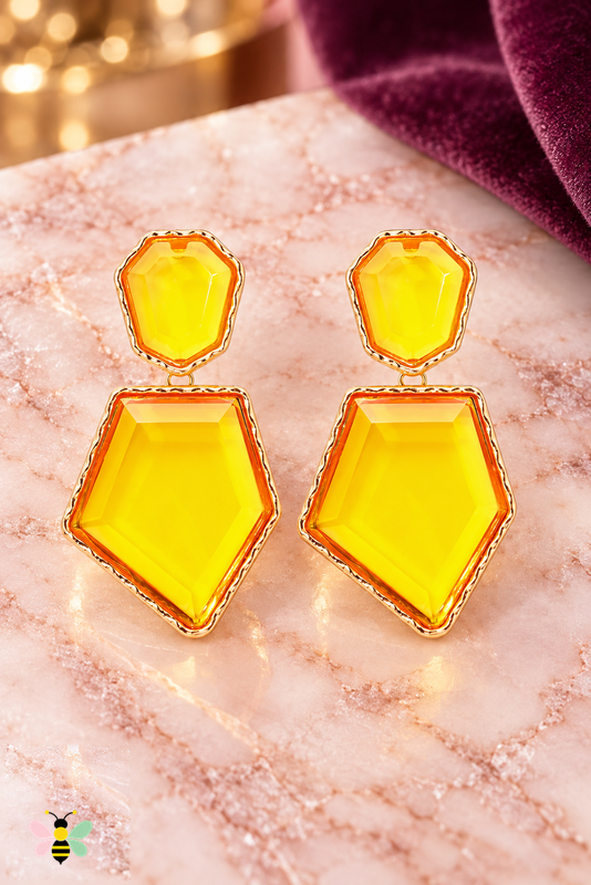 Paloma Geometric Resin Earrings | Yellow | front