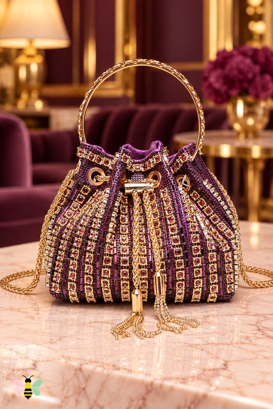 Starlight Rhinestone Bucket Bag | Purple | front