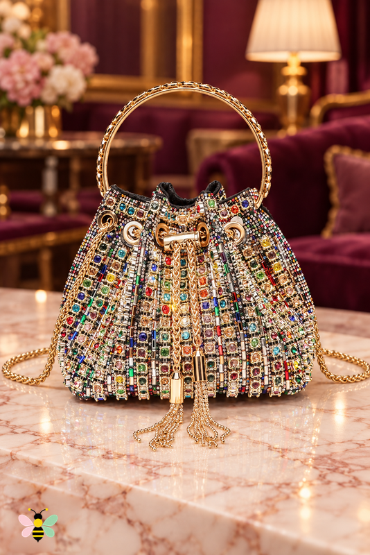 Starlight Rhinestone Bucket Bag | Multicolor | front