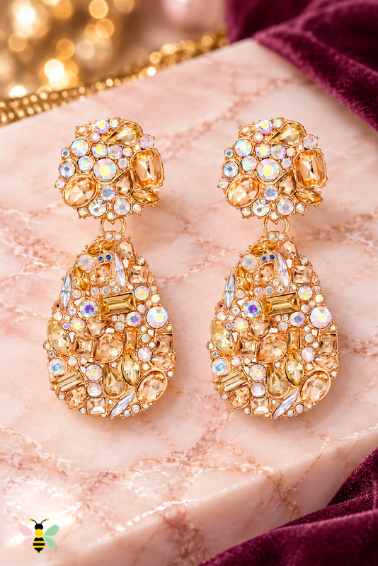 Adeline Acrylic Teardrop Earrings | Apricot | front