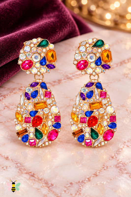 Adeline Acrylic Teardrop Earrings | Multicolor | front