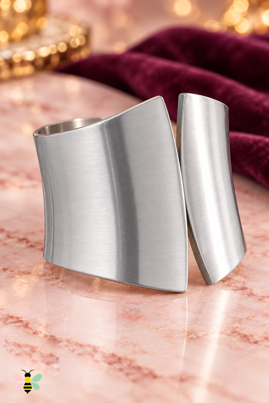 Dominique Wide Statement Cuff | Silver | front