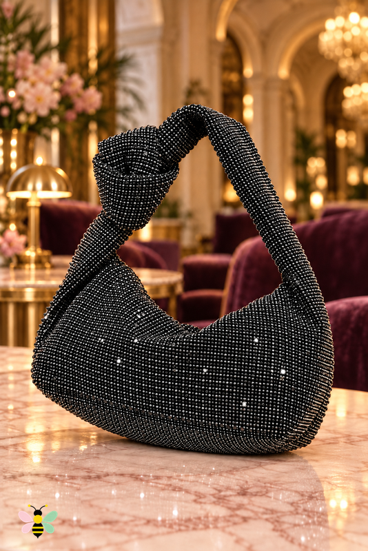 Midnight Spark Rhinestone Handbag | Black | back