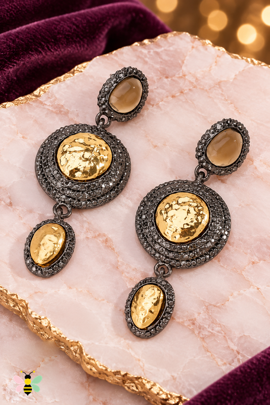 Antoinette Vintage Dangle Earrings | Gold | front