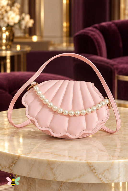 Marina Pearl Shell Bag — Pink — front view