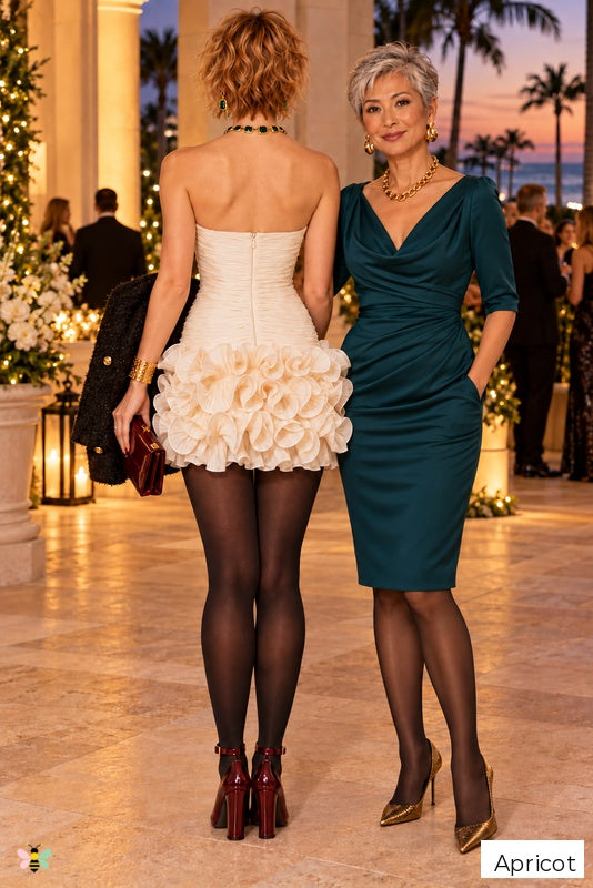 The Petal Afterparty Strapless Dress | Apricot | back