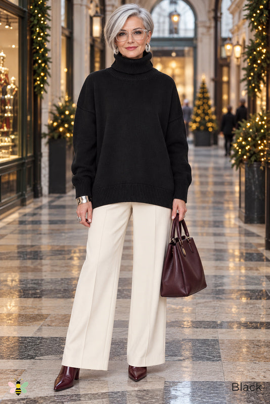 Color Theory Relaxed Turtleneck Sweater | Black | front