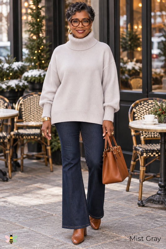 Color Theory Relaxed Turtleneck Sweater | Mist Gray | front