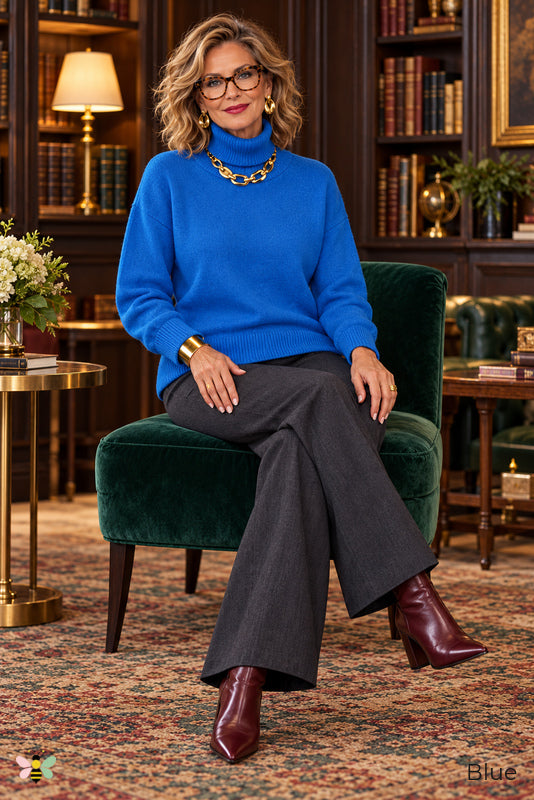 Color Theory Relaxed Turtleneck Sweater | Blue | front