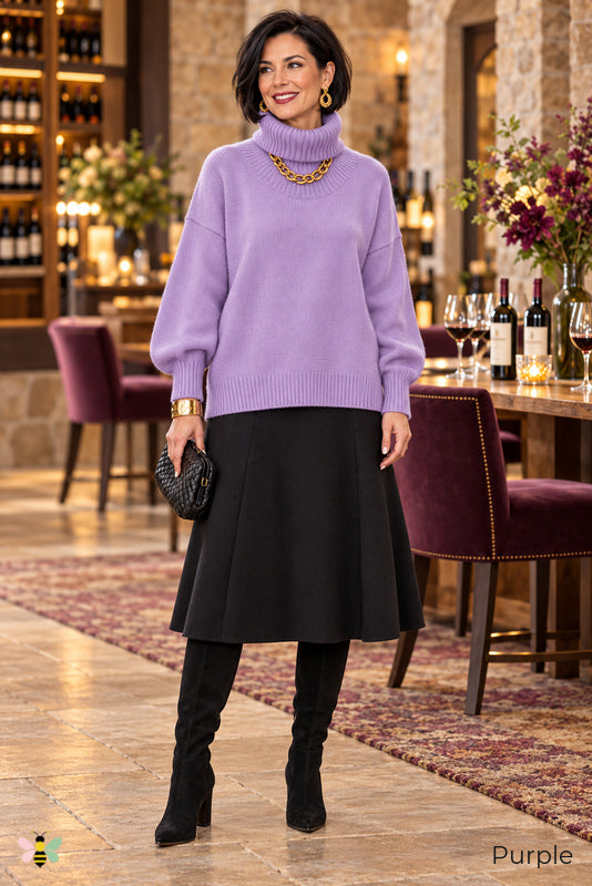Color Theory Relaxed Turtleneck Sweater | Purple | front