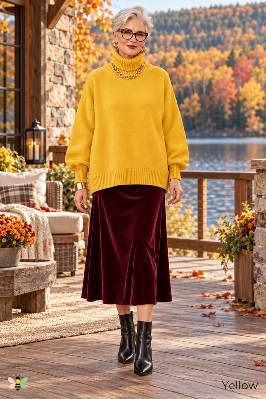 Color Theory Relaxed Turtleneck Sweater | Yellow | front