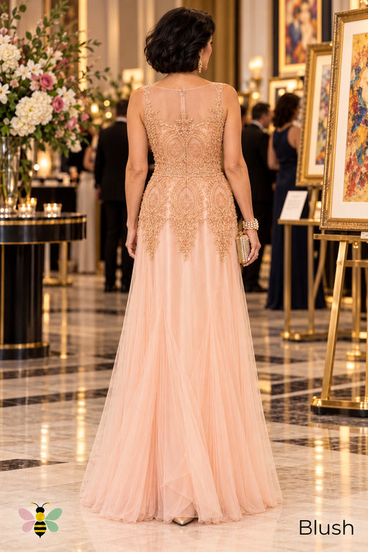 Gilded Blush Illusion Gown | Blush | back