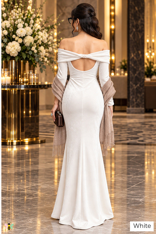 The Velvet Ovation Mermaid Gown | White | back