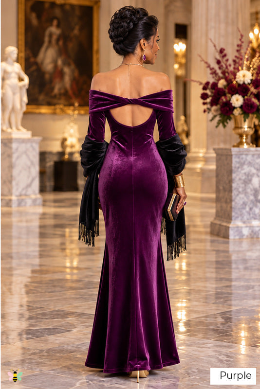 The Velvet Ovation Mermaid Gown | Purple | back