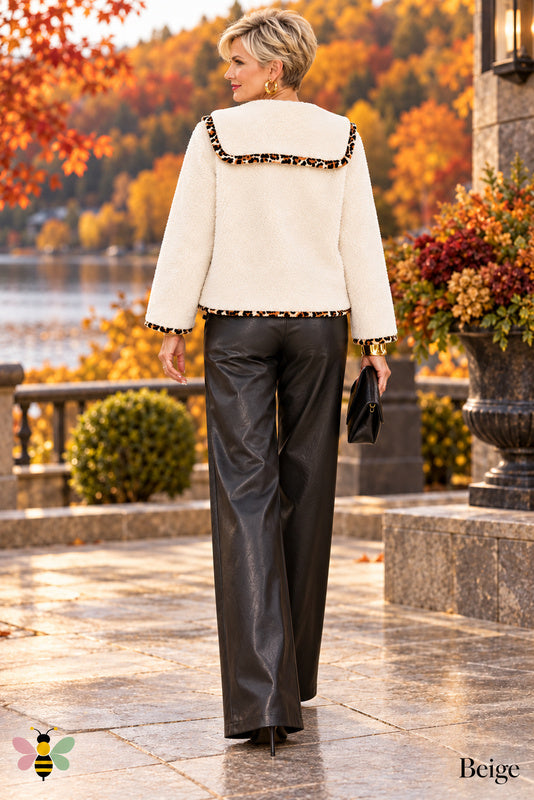 Savanna Sherpa Jacket — Beige — Back