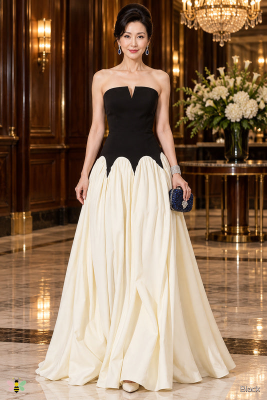 The Sonata Contrast Ball Gown | Black | front