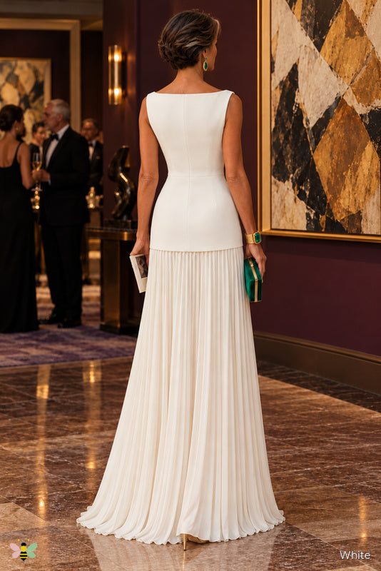 The Stillwater Pleated Gown | White | back
