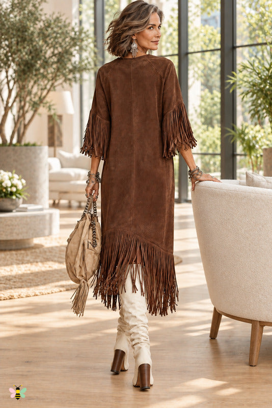 Sueded Motion Fringe Dress