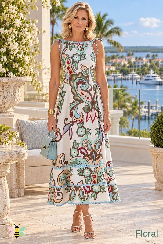 Venetian Bay Paisley Midi Dress | Floral | front