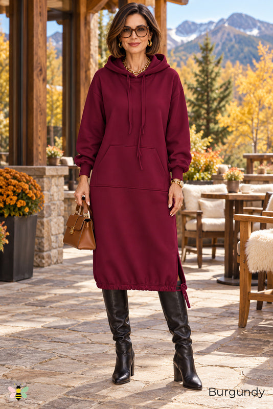 Weekend Circuit Hooded Midi Dress | Burgundy | front