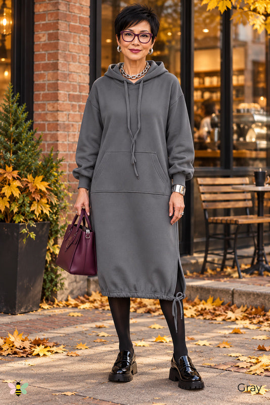 Weekend Circuit Hooded Midi Dress | Gray | front
