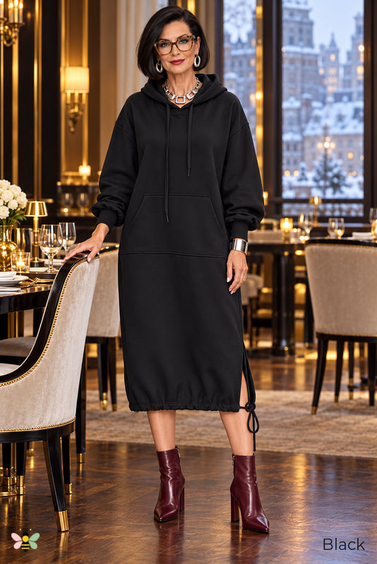 Weekend Circuit Hooded Midi Dress | Black | front