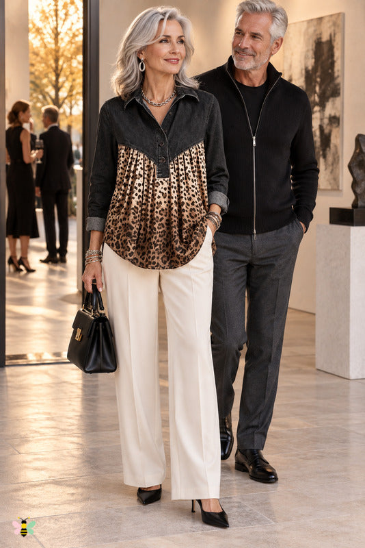Wild Passage Leopard Contrast Blouse