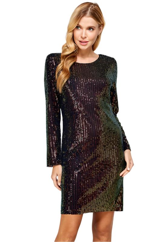 Sequin Long Sleeve Dress