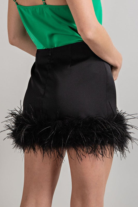 Feather Mini Skirt - Black