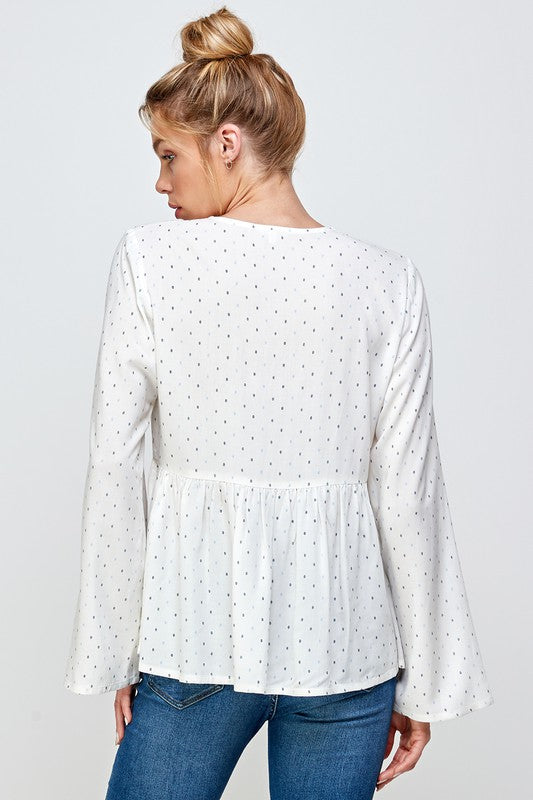 Embroidery Bell Sleeve Top